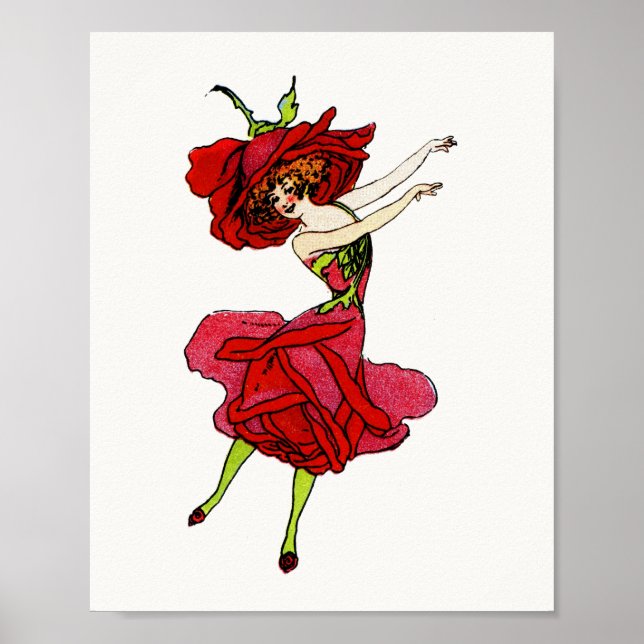 Póster Rosa de belleza norteamericano, flores extravagant (Frente)