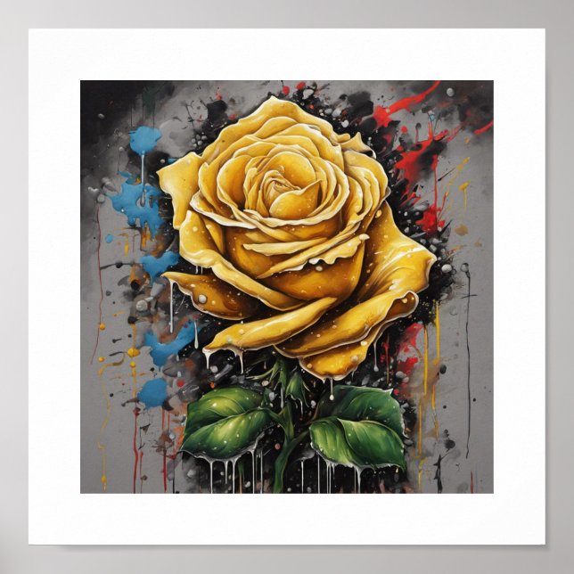 Póster Rosa de caos amarillo Poster (Frente)