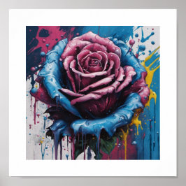 Póster Rosa de caos rosa azul Poster