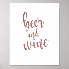Póster Rosa de cerveza y vino Purpurina de oro 8x10 Rótul