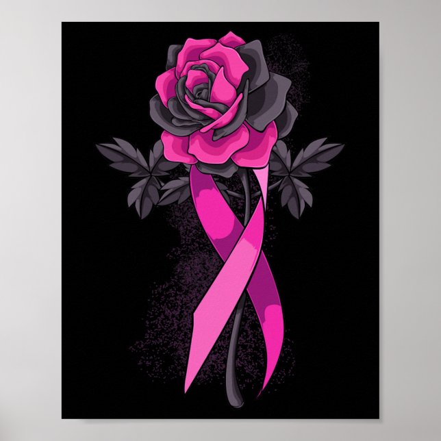 Póster Rosa de Cinta Cinta Cáncer de Mama Sobreviviente W (Frente)