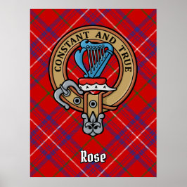 Póster Rosa de clan Escudo sobre Tartán