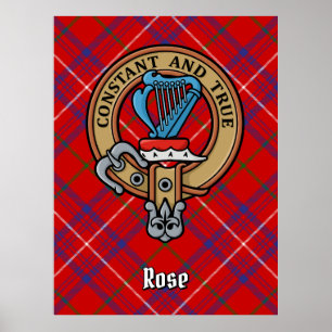 Póster Rosa de clan Escudo sobre Tartán