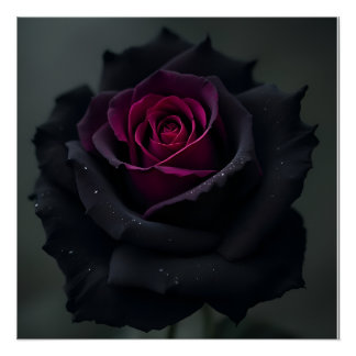 Póster Rosa de Corazón Negro