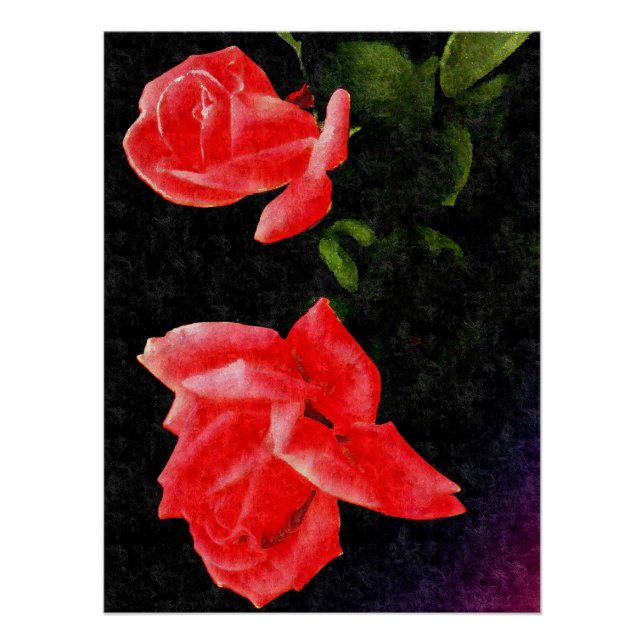 Póster Rosa de doble estilización vintage (Anverso)