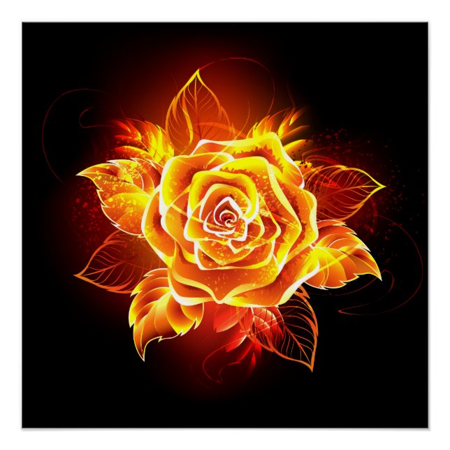 Póster Rosa de Fuego Florido (Anverso)