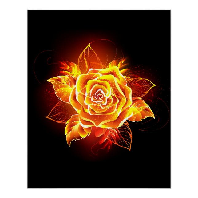 Póster Rosa de Fuego Florido (Anverso)