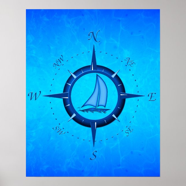 Póster Rosa De La Marea Azul Oceánica (Frente)