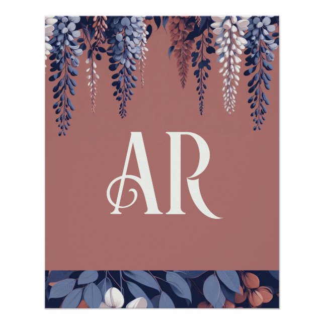 Póster Rosa de la Marina Monograma Wisteria Elegancia (Anverso)