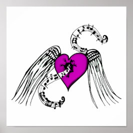 Póster Rosa de la música del corazón