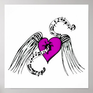 Póster Rosa de la música del corazón