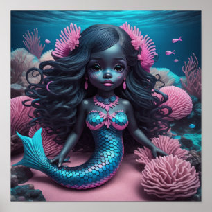 Póster Rosa de la sirena negra