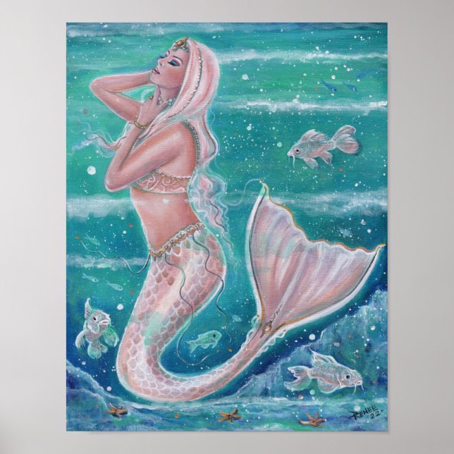 Póster Rosa de la sirena Pearl por Renee Lavoie (Frente)