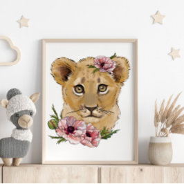 Póster Rosa de leones para bebés Poster animal | Impresió