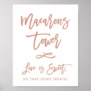 Póster Rosa de mano de moda Boda Macarons Rótulo
