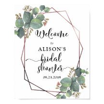 Rosa de marco geométrico de oro eucalipto ducha de