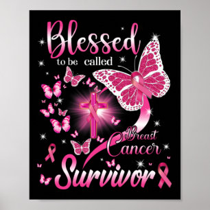 Póster Rosa De Mariposa Bendecida A Llamarse Cáncer De Ma