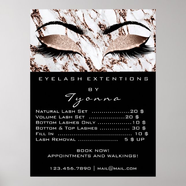 Póster Rosa De Mármol Oro Maquillaje Ojos Lanza Precios (Frente)