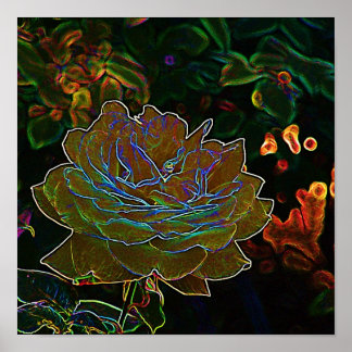 Póster Rosa de neón amarillo