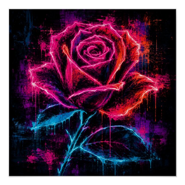 Póster Rosa de neón retro (Anverso)