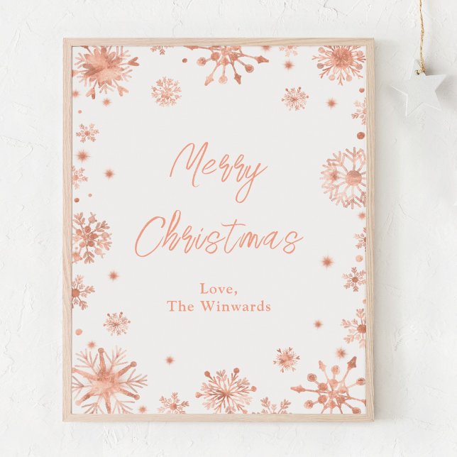 Póster Rosa de oro copos de nieve Feliz Navidad (Subido por el creador)