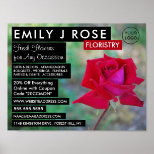 Póster Rosa de Red Crimson, publicidad de Floristry
