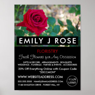 Póster Rosa de Red Crimson, publicidad de Floristry