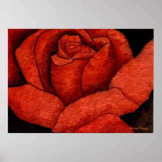 Póster rosa de té híbrido rojo Rosa Poster floral de jard