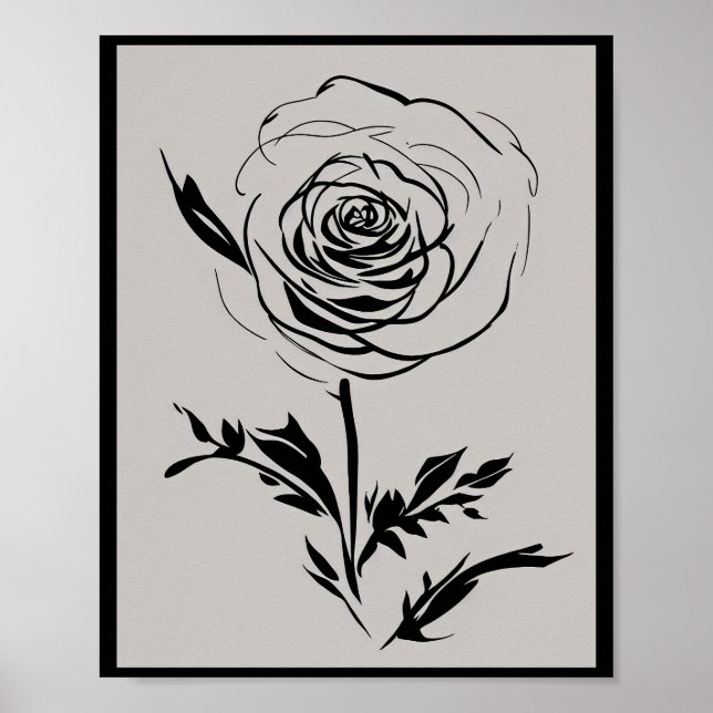 Póster Rosa de tinta minimalista (Frente)