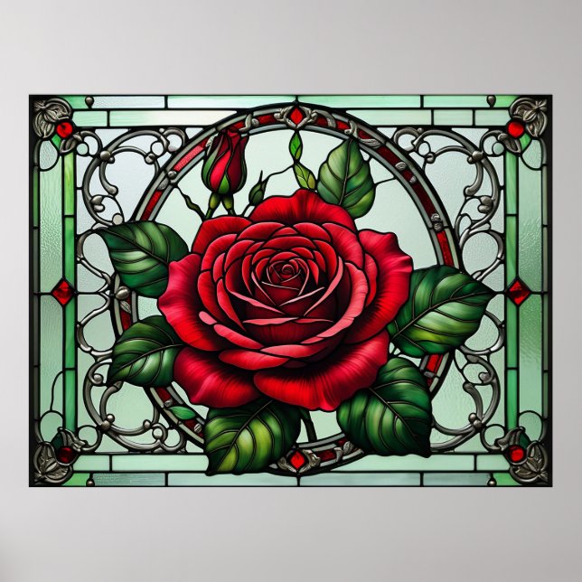 Póster Rosa de vidrio emplomado (Frente)