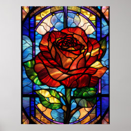 Póster Rosa de vidrio manchado
