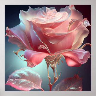 Póster Rosa de vidrio translúcido - rosa polvoriento