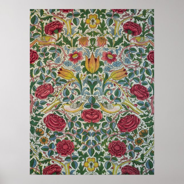 Póster Rosa de William Morris (Frente)