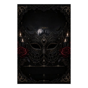 Póster Rosa del Castillo de Máscara Gótica