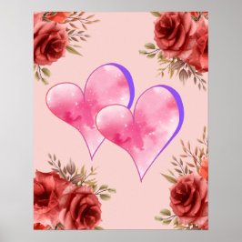 Póster Rosa del corazón