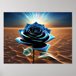 Póster Rosa del Desierto Metálico Azul