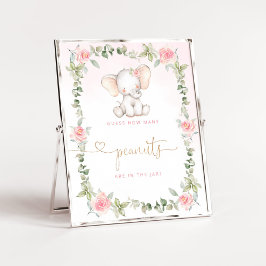 Póster Rosa del elefante Adivinen cuántos cacahuetes Post