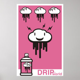 Póster Rosa del mundo del goteo