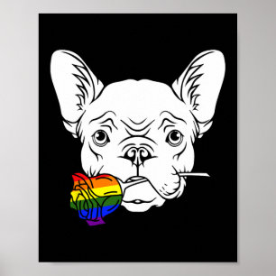 Póster Rosa del Orgullo Gay bulldog Lgbt-q Rainbow French