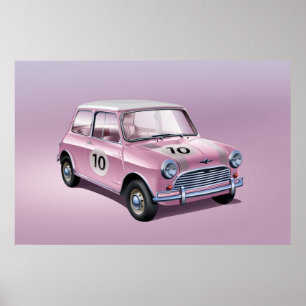 Póster Rosa del poster de Mini Cooper S