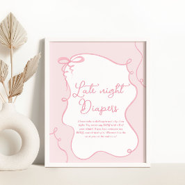 Póster Rosa delgado arco ondulado mano dibujado a mano No