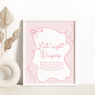 Póster Rosa delgado arco ondulado mano dibujado a mano No