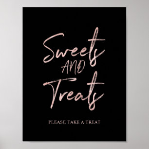 Póster Rosa Dorado Moderno Brocha Leer Rótulo de postre B