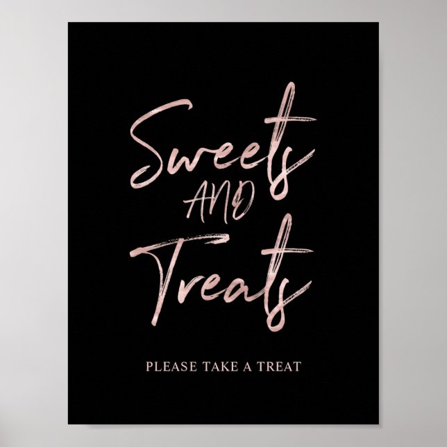 Póster Rosa Dorado Moderno Brocha Leer Rótulo de postre B (Frente)