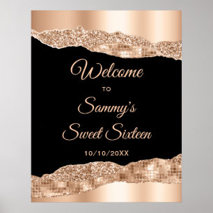 Póster Rosa Dorado Negro Glam Lágrimas Dulce Dieciséis Bi