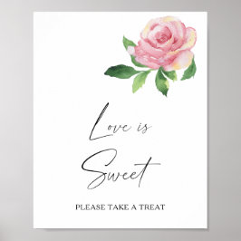 Póster Rosa - el amor es dulce toma un regalo