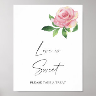 Póster Rosa - el amor es dulce toma un regalo
