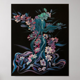 Póster Rosa en Bloom - Pintura de tela Om