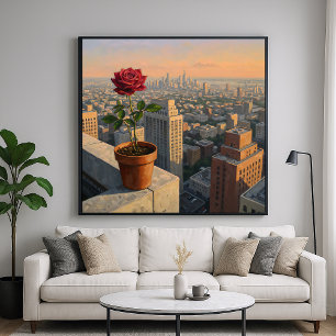 Póster Rosa en el canto - Painterly Style Cityscape Art