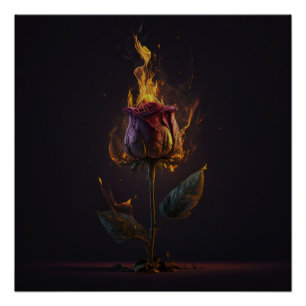 Póster rosa en llamas